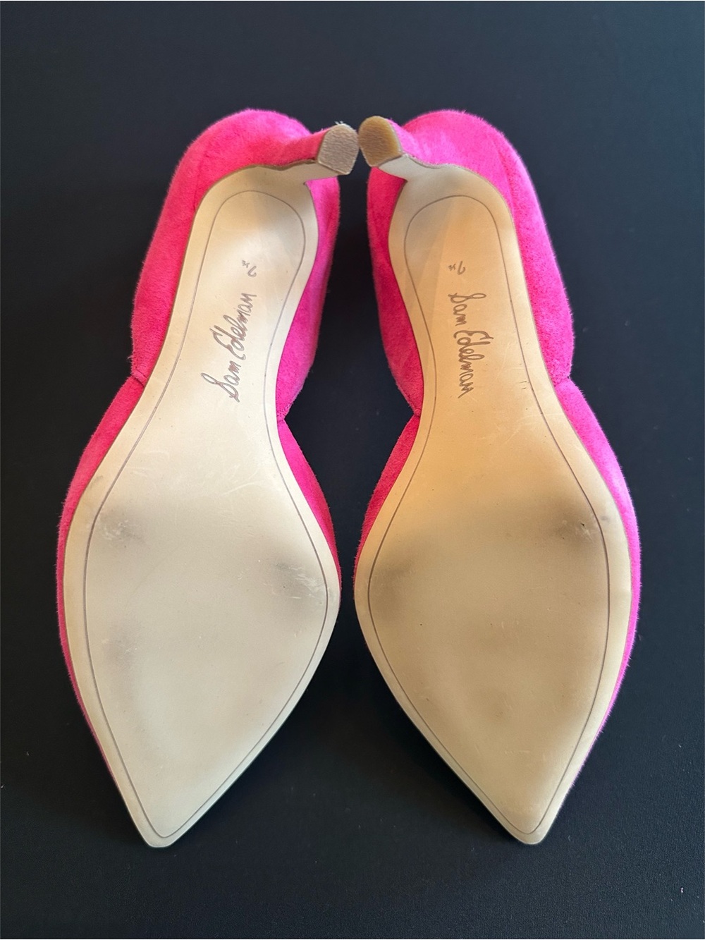 Sam Edelman Hot Pink Suede D'Orsay Pointed-Toe Pumps New, 7.5 - Picture 4 of 10